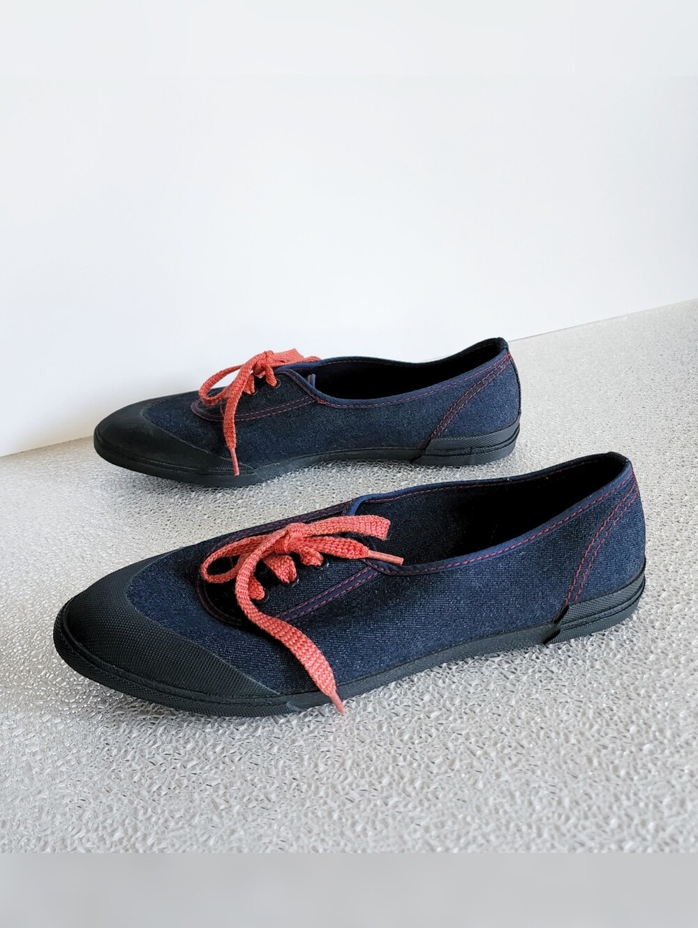 VTG Halston III Denim Canvas Sneakers Plimsolls Blue Jean 80s 90s Keds Style